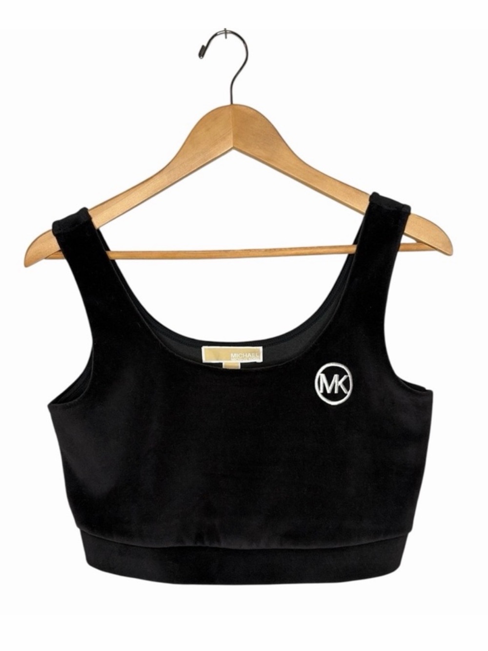 Michael Kors Black Logo Crop Tank Top Size Large NWT Minimalist Basic